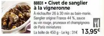 Thiriet Civet De Sanglier offre
