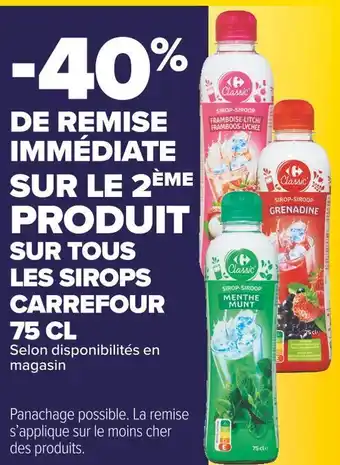 Carrefour bon plan sur tous les sirops carrefour 75 cl