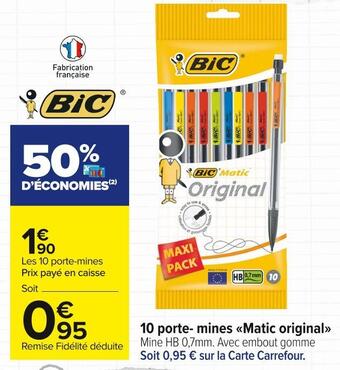 Carrefour Market Bic 10 porte-mines matic original offre