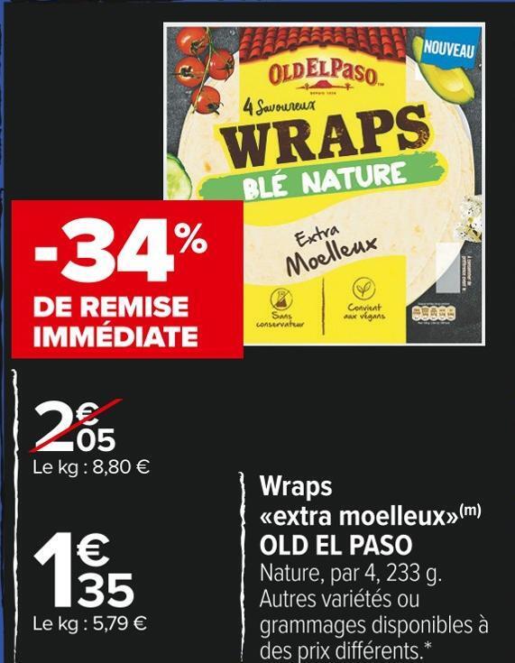 Promo Old el paso wraps extra moelleux chez Carrefour Market