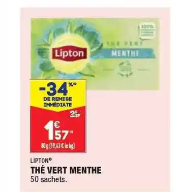 ALDI Lipton thé vert menthe -34% de remise immédiate offre