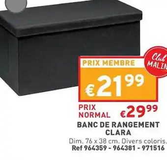 Trafic Banc de rangement clara offre
