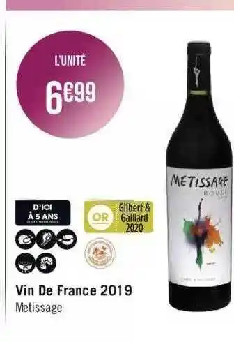Géant Casino Vin de france 2019 metissage offre
