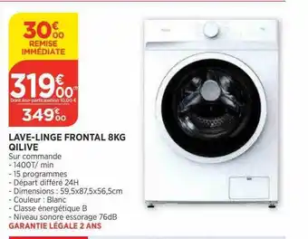 Bi1 Lave-linge frontal 8 kg qilive offre