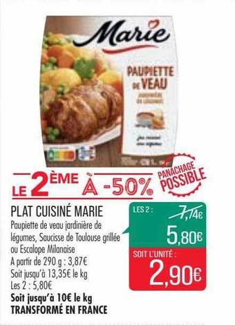 Match Plat cuisiné marie offre