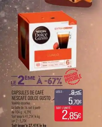 Match Capsules de café nescafé dolce gusto offre