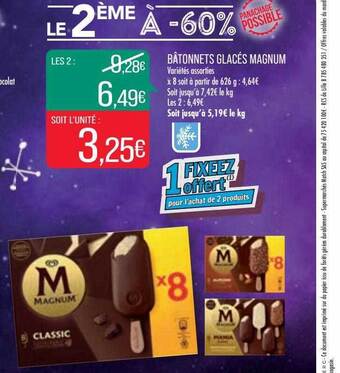 Match Bâtonnets glacés magnum offre