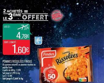 Match Pommes rissolées findus offre