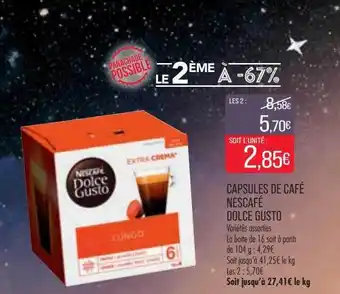 Match Capsules de café nescafé dolce gusto offre