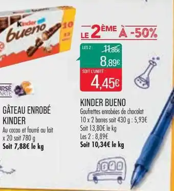 Match Gâteau enrobé kinder, kinder bueno offre
