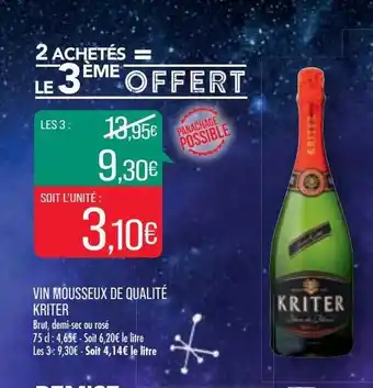 Match Vin mousseux de qualité kriter offre