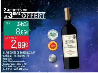 Match Blaye côtes de bordeaux aop château les charmilles offre