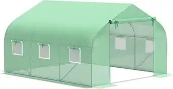 Serre tunnel de jardin 3,5 x 3 x 2 m grande taille 6 fenêtres vert