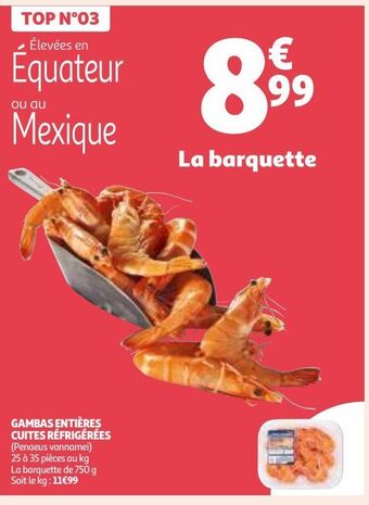 Auchan Gambas entières cuites réfrigérées offre
