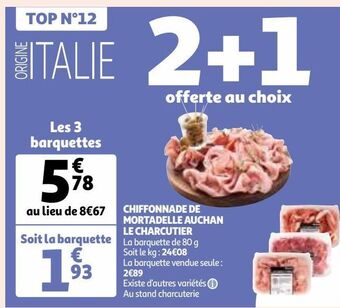 Auchan Chiffonnade de mortadelle auchan le charcutier offre