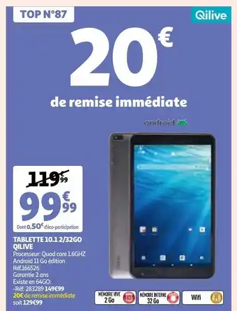Auchan Tablette 10.1 2/32go qilive offre