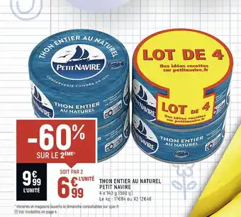 Petit navire thon entier au naturel