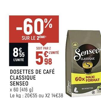 Spar Senseo dosettes de café classique offre