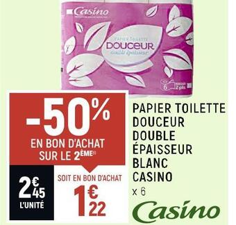 Spar Casino papier toilette douceur double épaisseur blanc offre