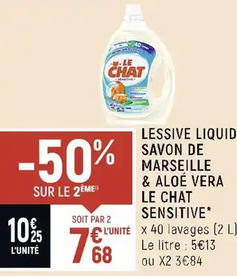 Spar Le chat lessive liquide savon de marseille & aloé vera sensitive* offre