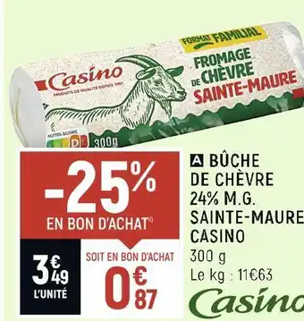 Casino bûche de chèvre 24% m.g. sainte-maure
