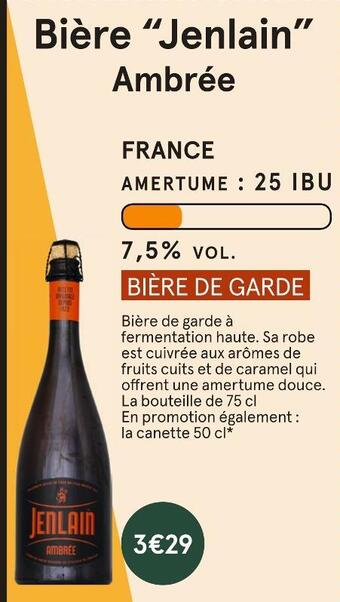 Monoprix Jenlain bière ambrée offre