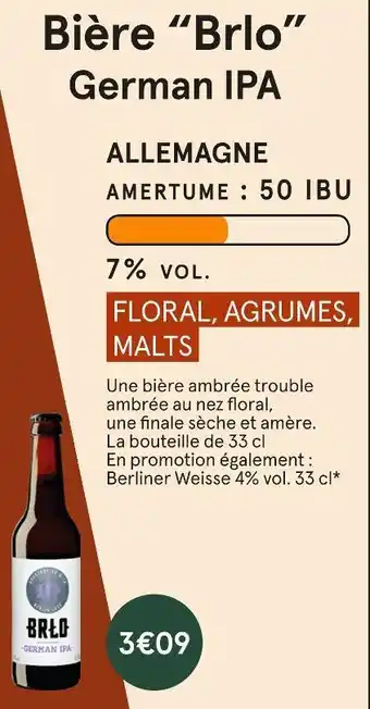 Monoprix Brlo bière german ipa offre