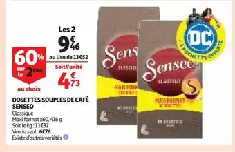 Auchan Supermarché Dosettes souples de café senseo offre