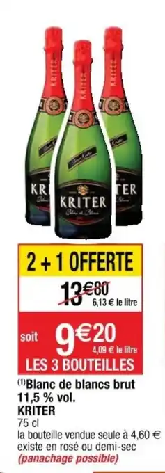 Cora x Carrefour KRITER blanc de blancs brut 11,5% vol. offre