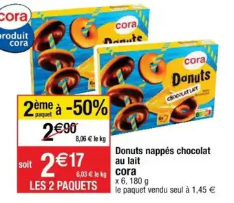 Cora x Carrefour CORA donuts nappés chocolat au lait offre