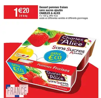 CHARLES & ALICE dessert pommes fraises sans sucres ajoutés