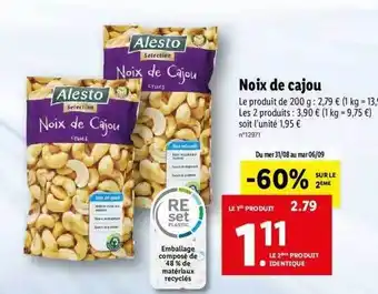 Lidl Noix de cajou alesto offre