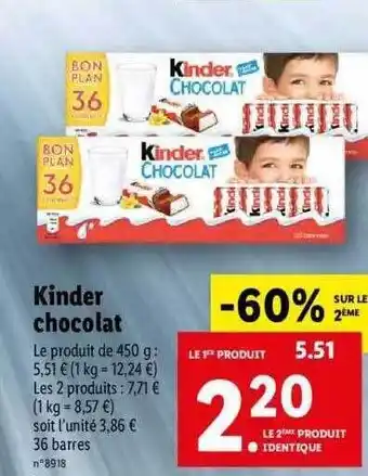 Lidl Kinder chocolat offre