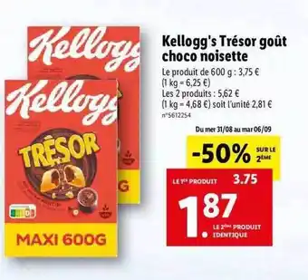 Lidl Kellogg's trésor goût choco noisette offre