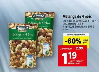 Lidl Mélange de 4 noix offre