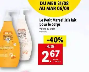Lidl Le petit marseillais lait pour le corps offre
