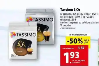 Lidl Tassimo l'or offre