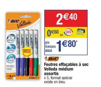 Cora x Carrefour BIC feutres effaçables à sec velleda médium assortis offre