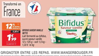 Netto Bifidus saveur Vanille Netto offre