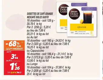 Dosettes de Café Grande nescafé dolce Gusto