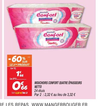 Netto Mouchoirs Confort Quatre épaisseurs Netto offre