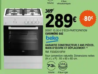 E.Leclerc Beko Cuisinière Gaz offre