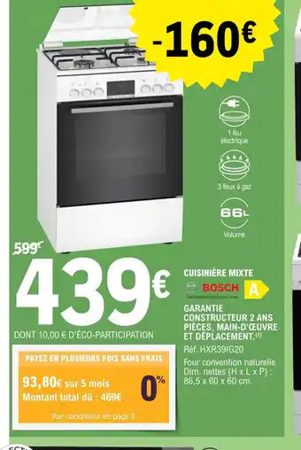 E.Leclerc Cuisinière Mixte offre