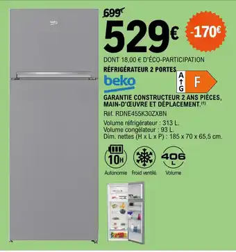 E.Leclerc Beko Réfrigérateur 2 Portes offre