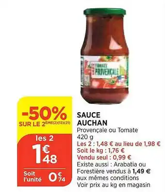 Maximarché Sauce auchan offre