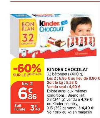 Maximarché Kinder chocolat offre