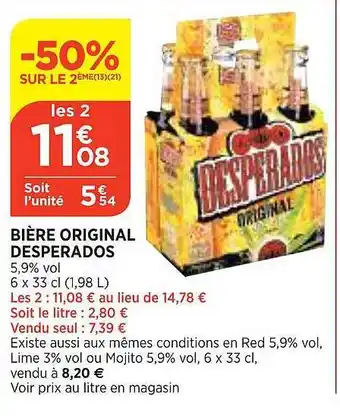 Maximarché Bière original desperados offre
