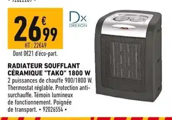 Radiateur Soufflant Céramique tako 1800w