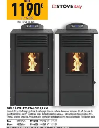 Batkor Poêle à Pellets étanche 7.2kw offre