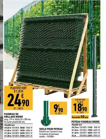 Brico Cash Panneau De Grillage Rigide, Socle Pour Poteau, Poteau Panneau Rigide offre